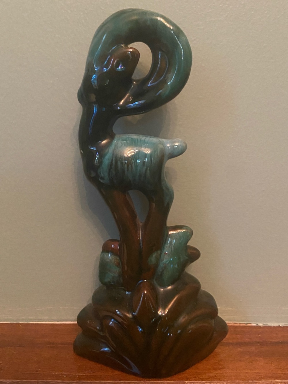 Vintage 70s Blue Mountain Pottery Standing Gazelle / Ram Figurine Made in Canada